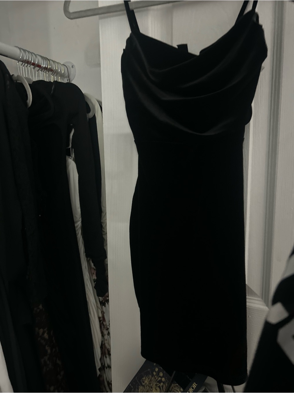 Windsor Black Velvet Cowl Slip Dress - Picture 2 of 2